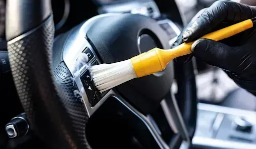 Clean car detailing in interior.