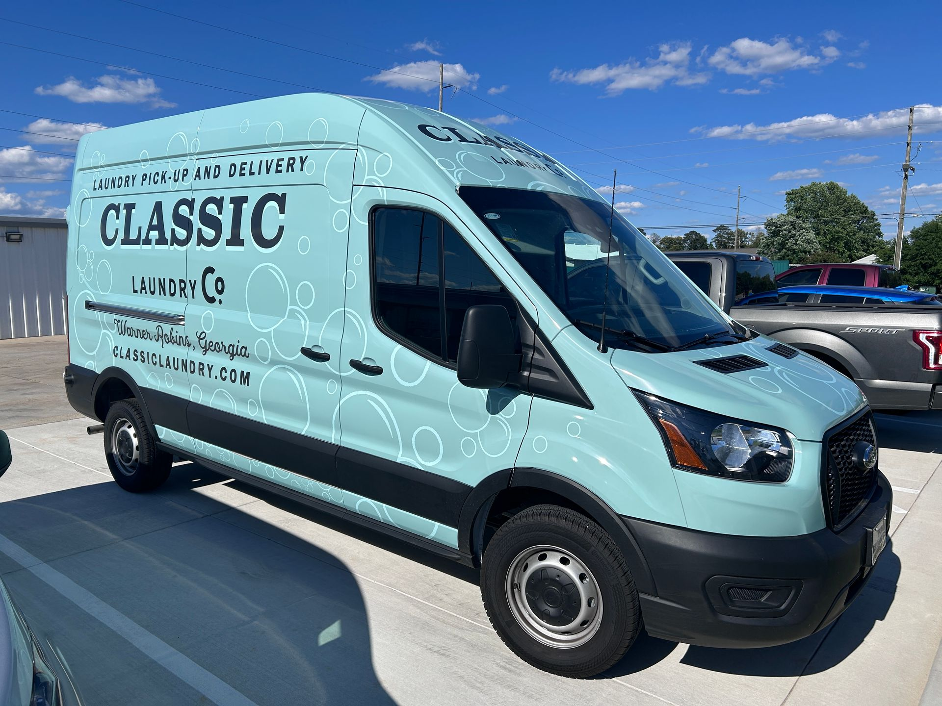 Classic Laundry Company pickup and delivery service van.