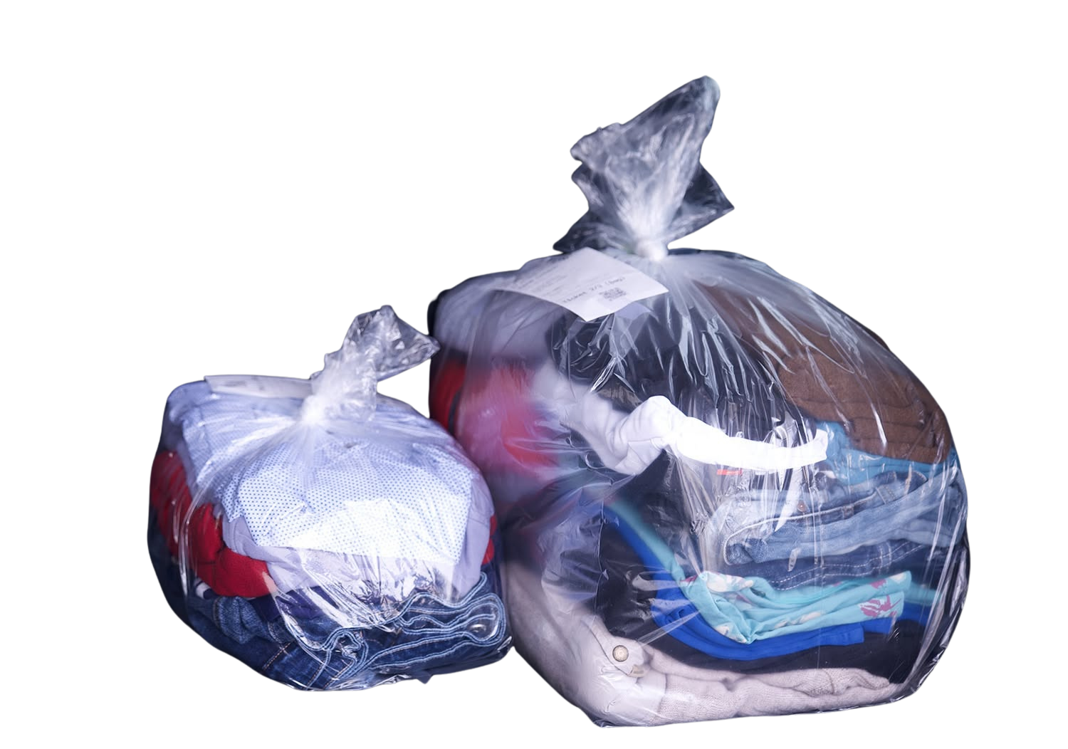 Folded and bagged laundry.