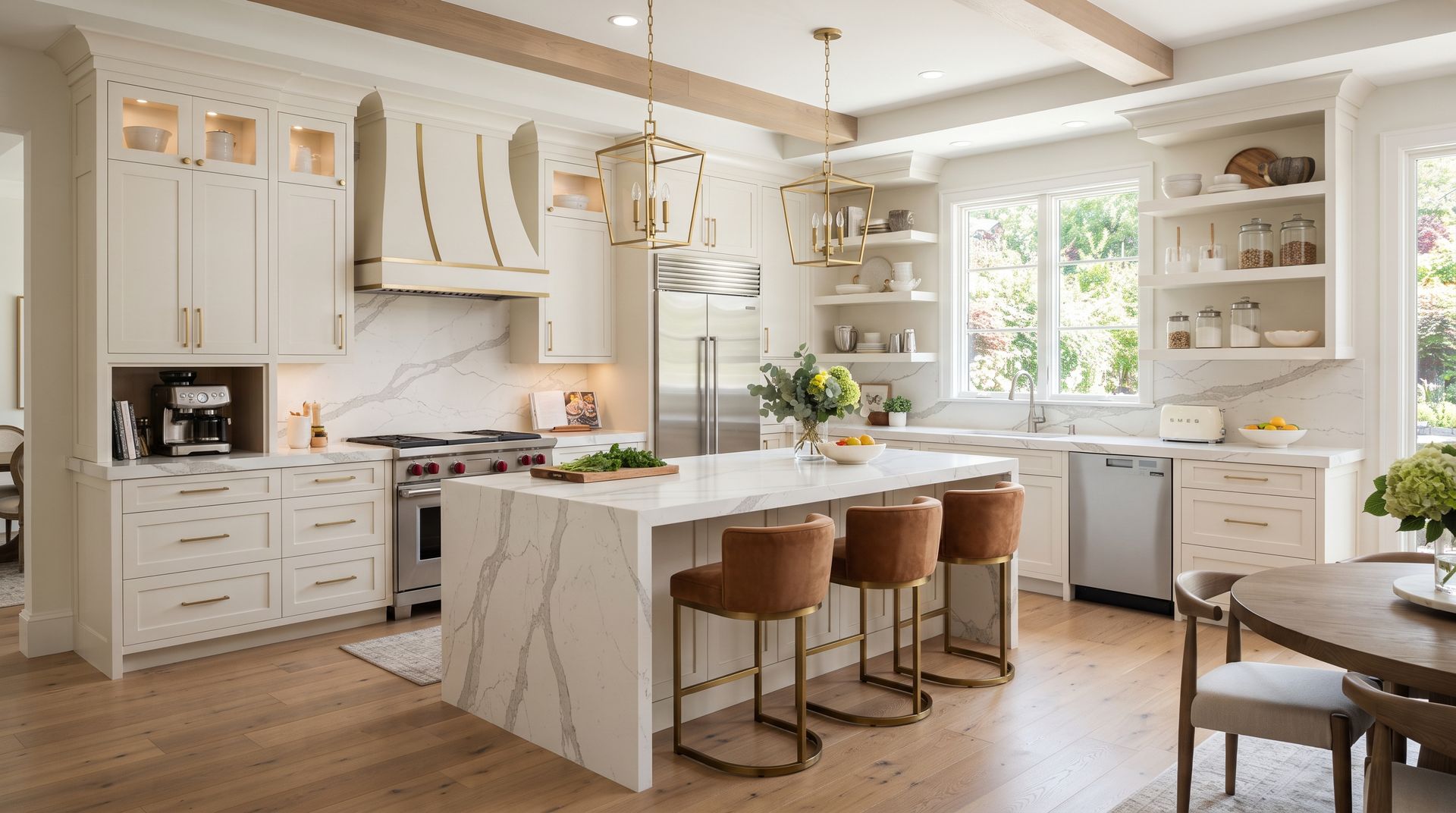 Finished kitchen remodel with custom stone countertops