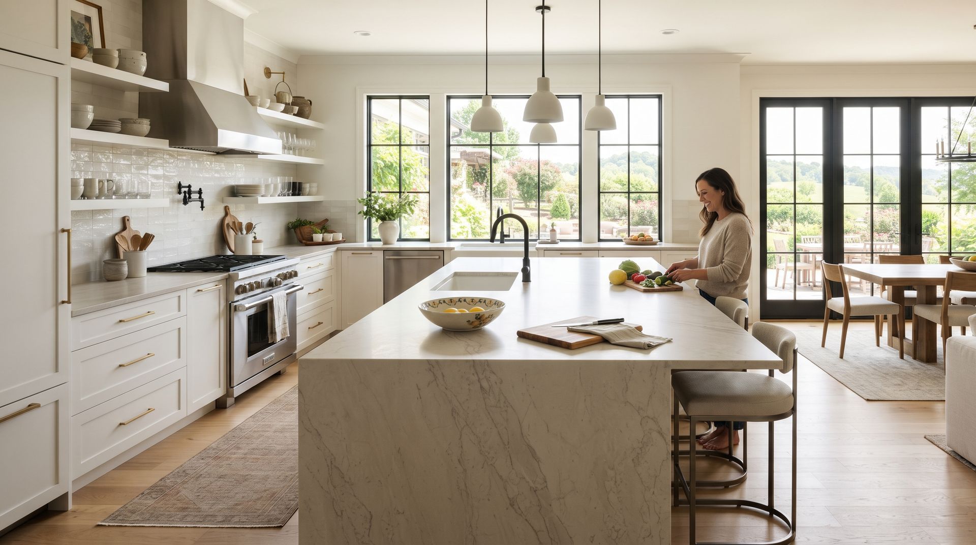 Custom kitchen countertop installation in Mooresburg TN with stone island surface