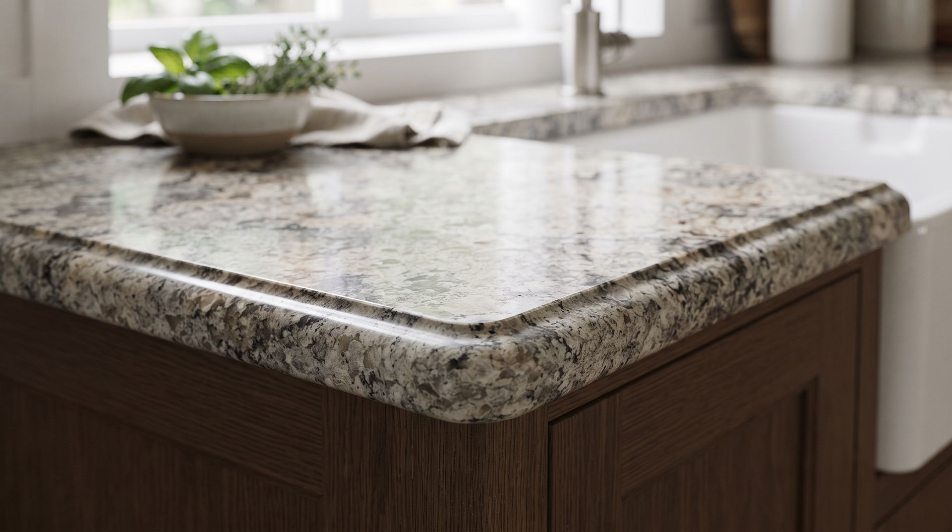 Durable stone kitchen countertop surface installation