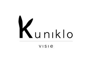 Logo voor Kuniklo Visie: een gestileerde zwarte "K" met daaronder de tekst "uniklo" en "visie".
