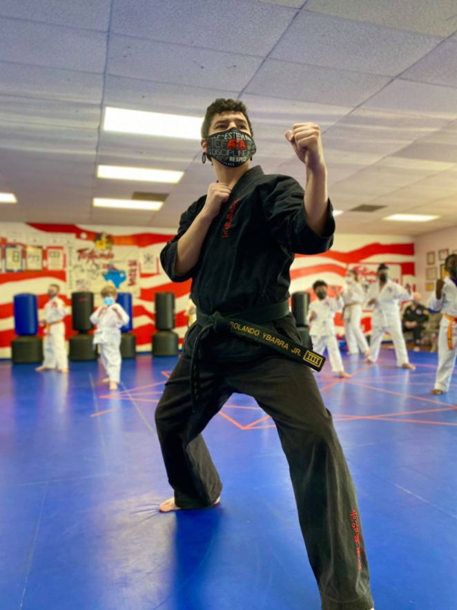 Instructor in Taekwondo class at Olford's ATA in Lufkin