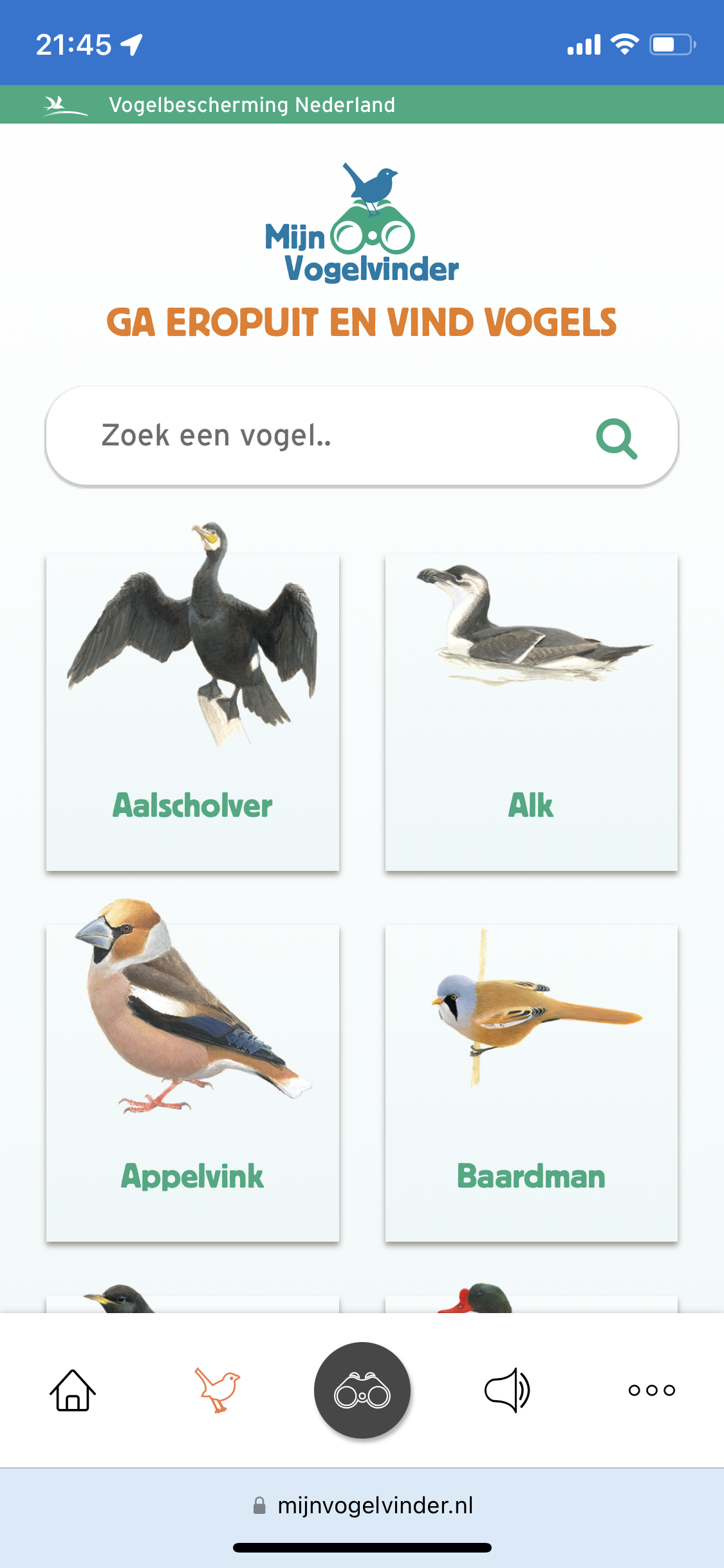 Screenshots Mijn Vogelvinder