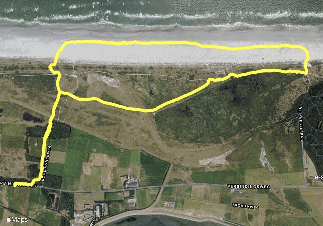 Nieuwe ruiterroute door Hagedoornveld, Ameland. De route start (of eindigt) ter hoogte van De Ballumer Blinkert en loopt door tot Het Westerpad.