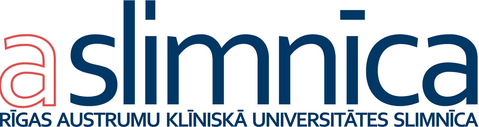 A slimnica logo with blue and red lowercase text and Latvian subtitle