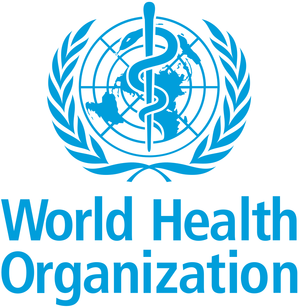 World Health Organization logo with blue emblem and text on white background