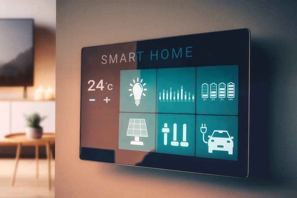 A Smart Home Monitor Is Hanging On A Wall In A Living Room — David Lewis Solahart in Murwillumbah, NSW
