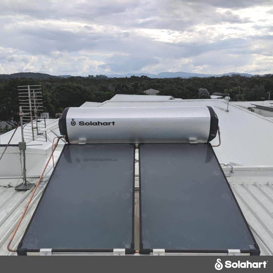 A Solar Water Heater Is On The Roof Of A Building — David Lewis Solahart in Goonellabah, NSW