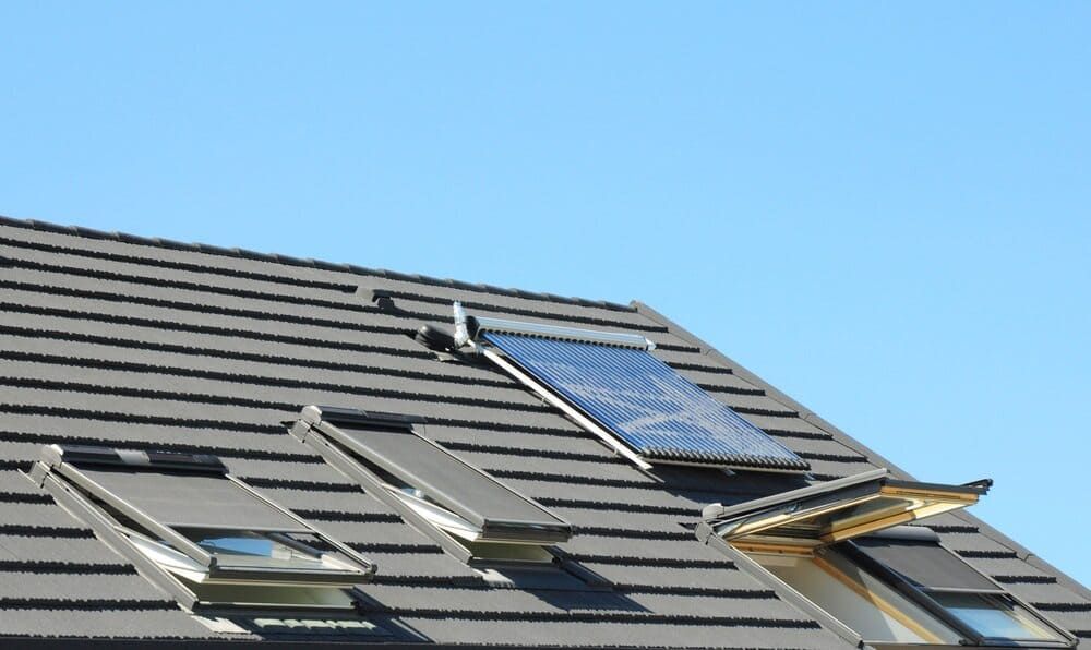 A Roof With Three Skylights And A Solar Panel On It — David Lewis Solahart in Evans Head, NSW