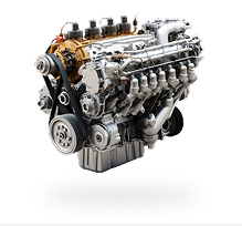 Detailed silver car engine isolated on white background