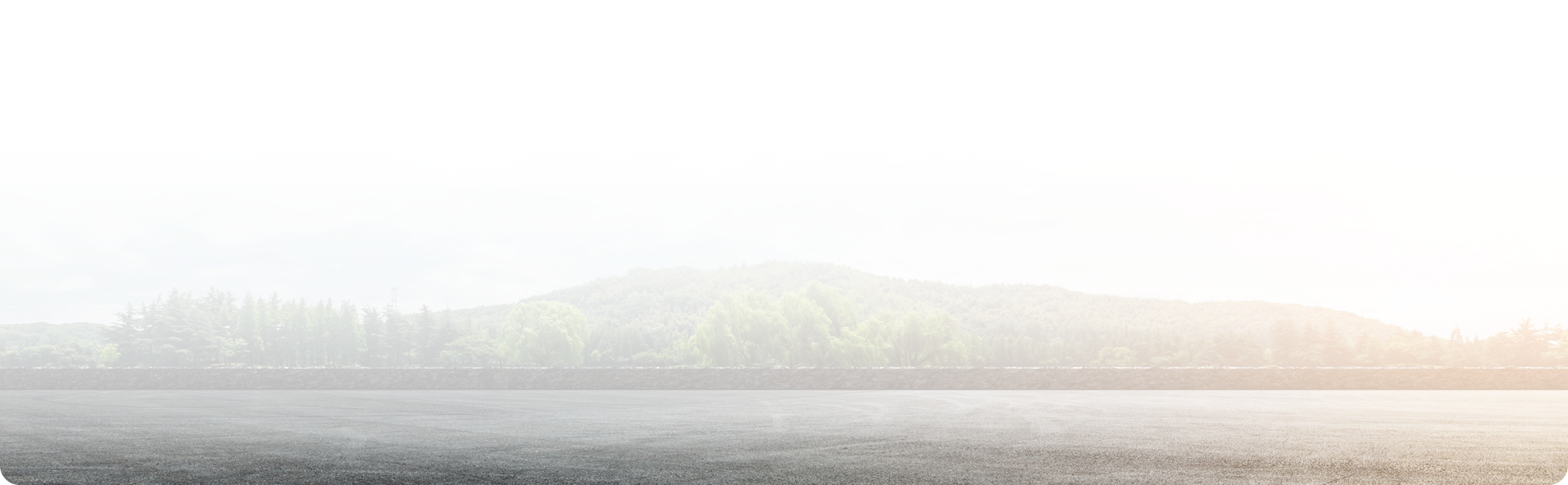 Foggy landscape with a distant tree-lined hill under a pale sky