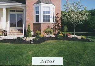A picture of a house with a sign that says after
