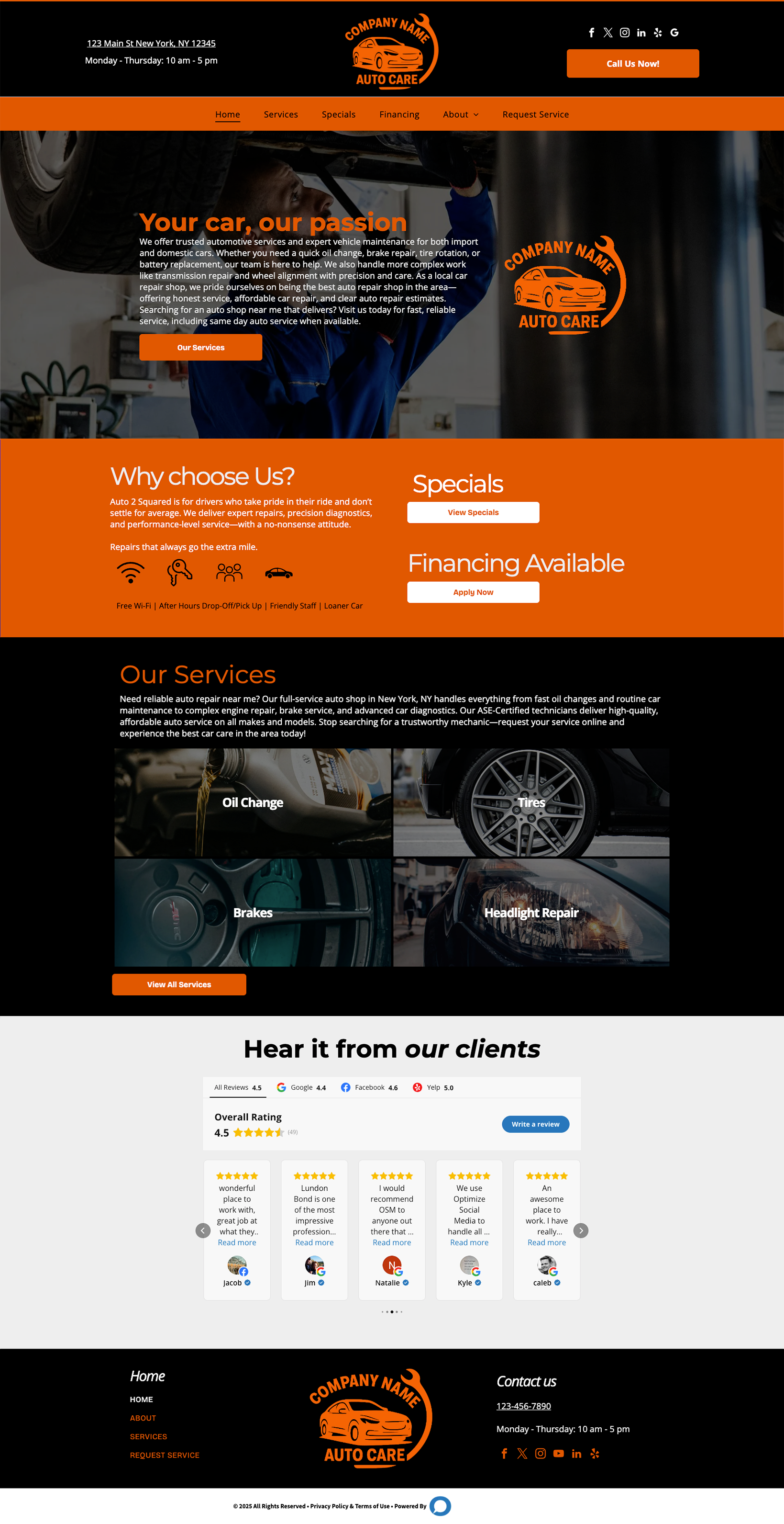 Website homepage for
