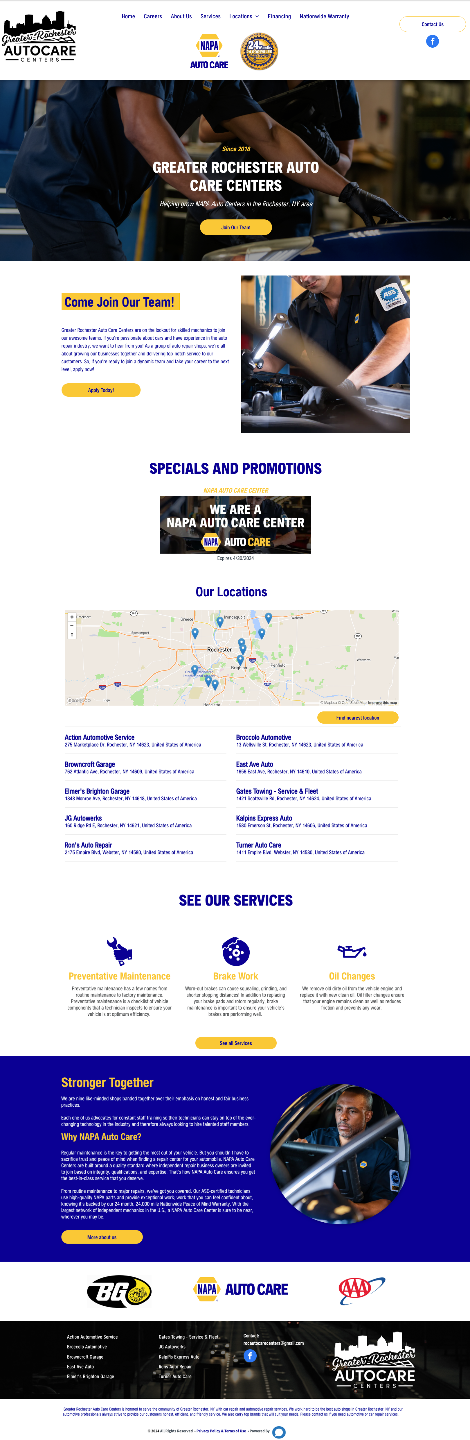 Homepage of a vocational training institute website featuring course details, training center locations, and contact info.