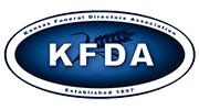 KFDA oval logo in blue and white with “KFDA” centered and “Kentucky Funeral Directors Association” around it