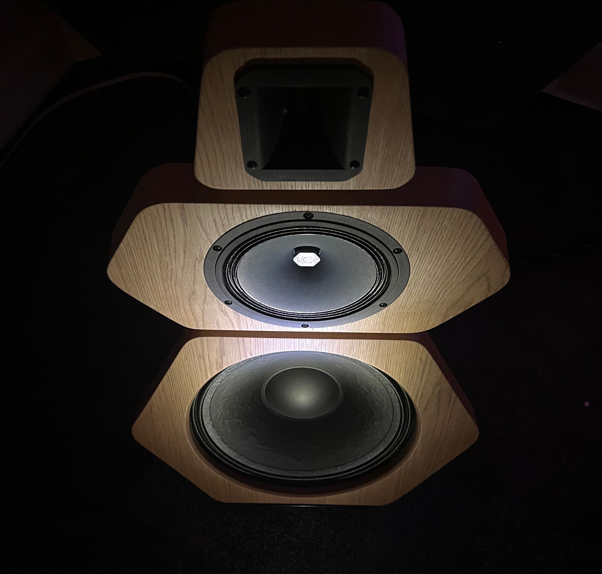 HEX3 compact 3 way open baffle speakers