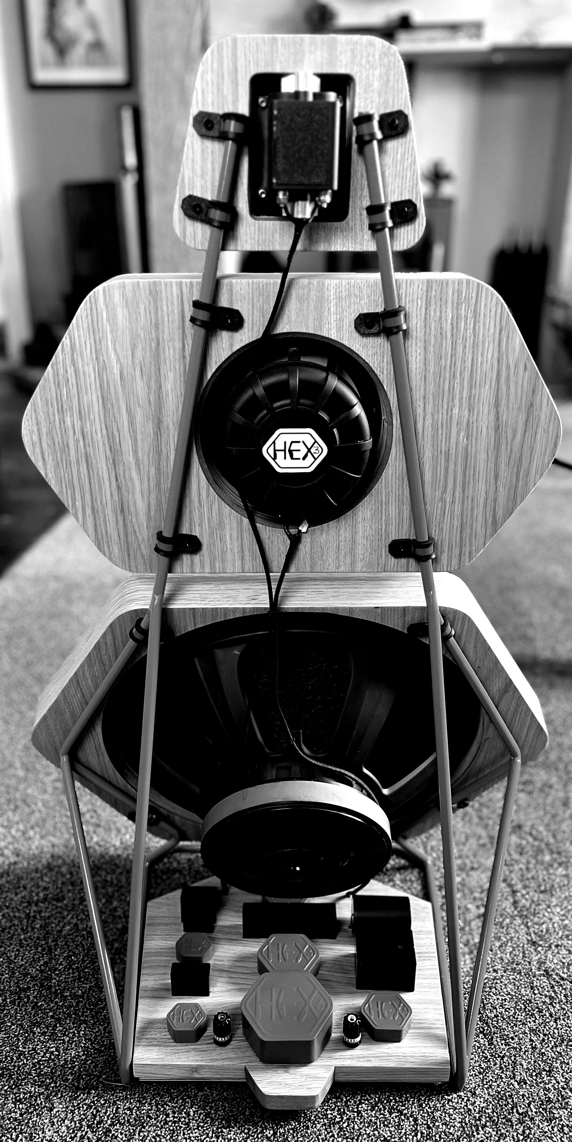 HEX3 compact 3 way open baffle speakers