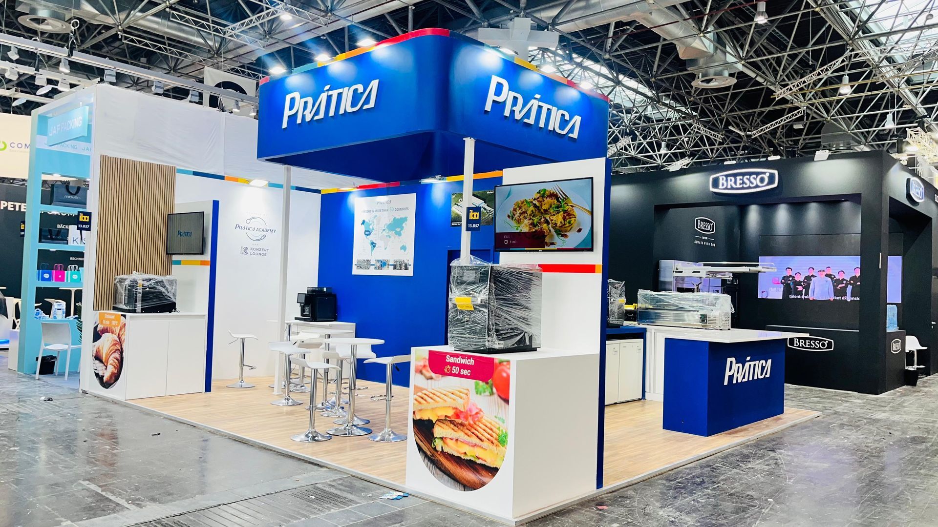 A trade show booth for