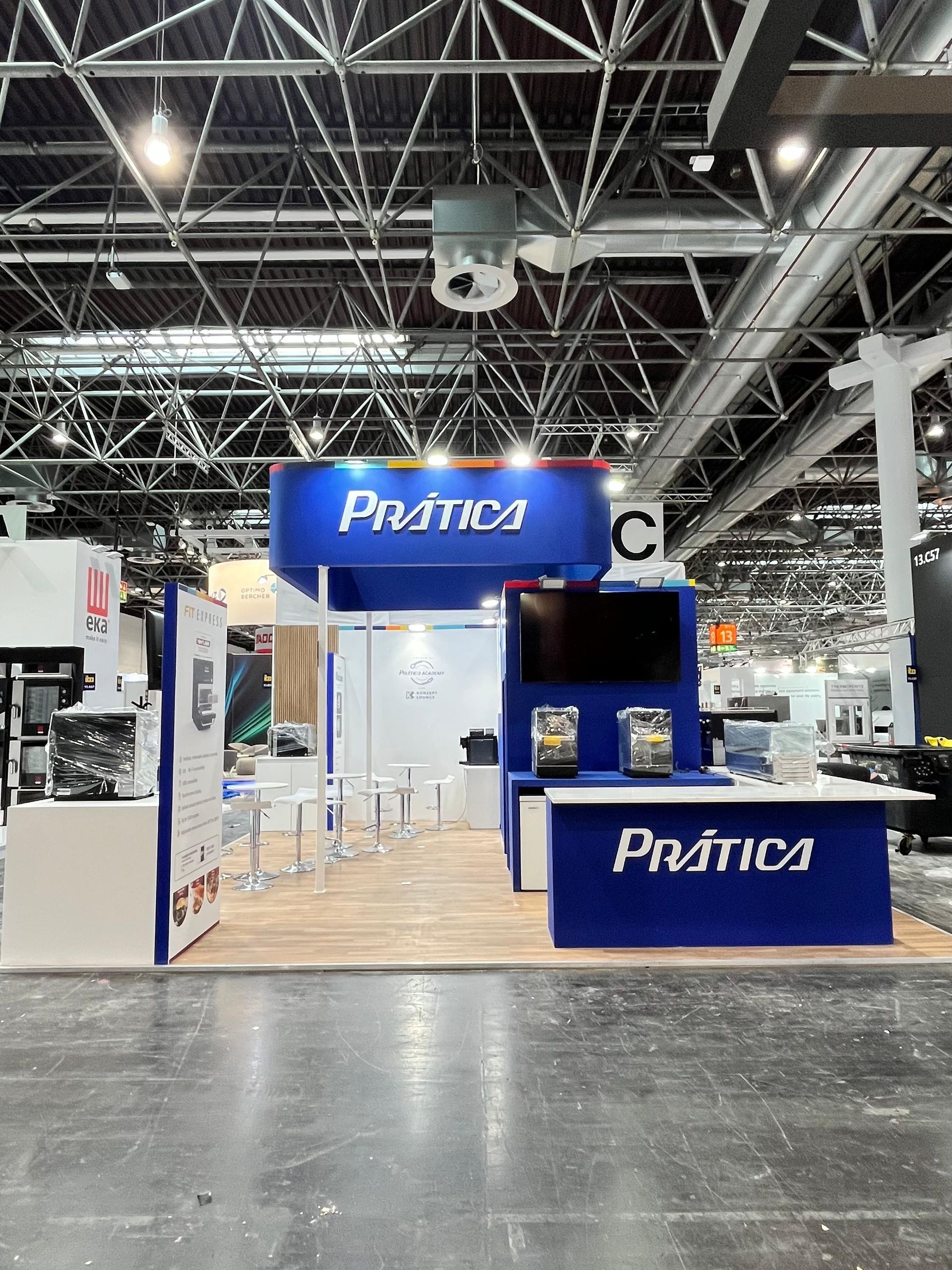 Trade show booth with the