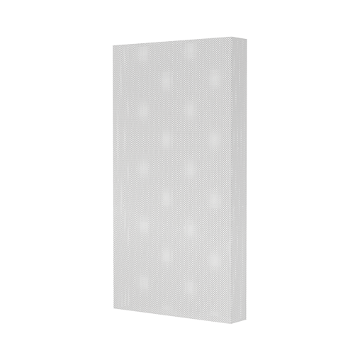 A white crib mattress with a honeycomb pattern on it on a white background.