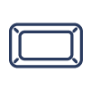 An icon of a rectangular soap dish on a white background.