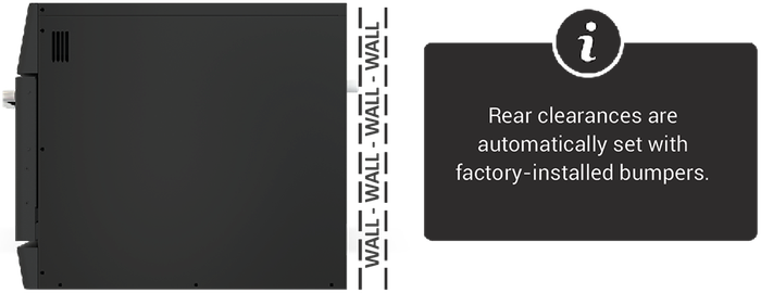 The rear clearances are automatically set with factory installed bumpers