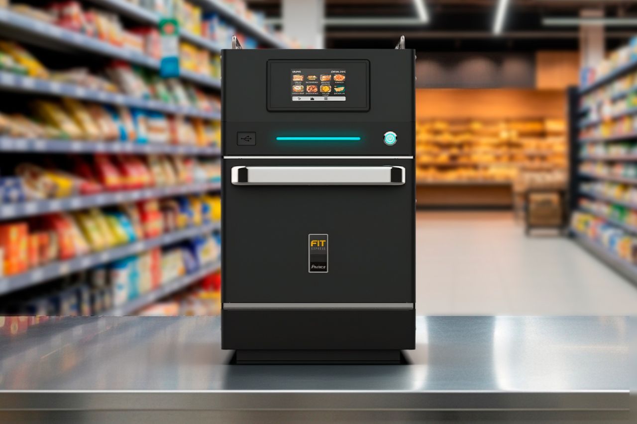 Speed Oven installed on a countertop in a European supermarket, used for in-store foodservice 