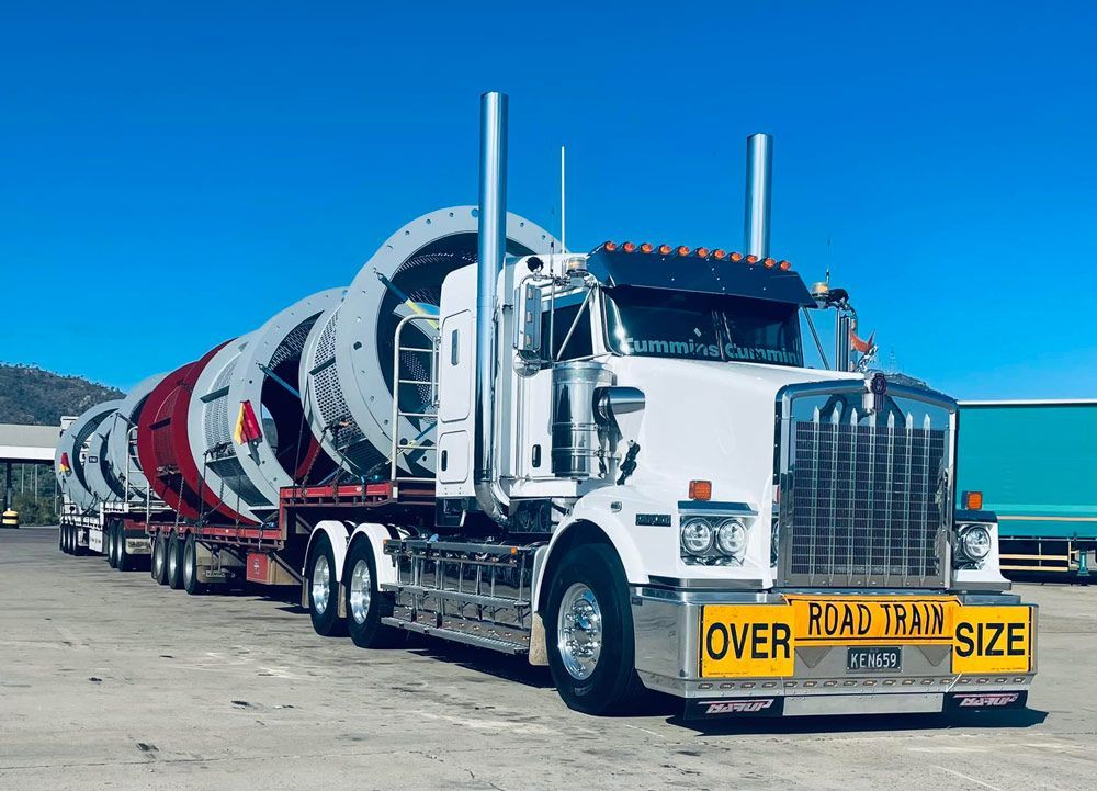 Oversize Road Train Transporting Heavy Goods — NQ Freighters In Bohle QLD