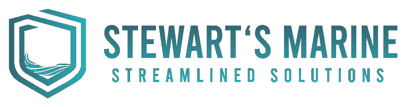 Stewart’s Marine logo with teal shield icon and “Streamlined Solutions” text