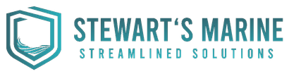 Stewart’s Marine logo with teal shield icon and “Streamlined Solutions” text