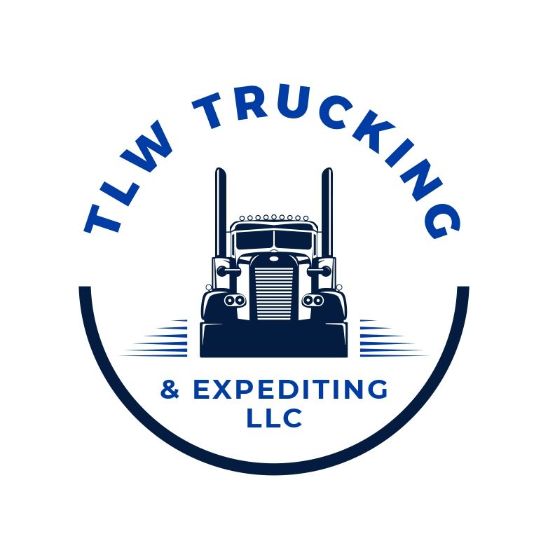 TLW Trucking logo with a blue semi-truck in a blue circle and text.