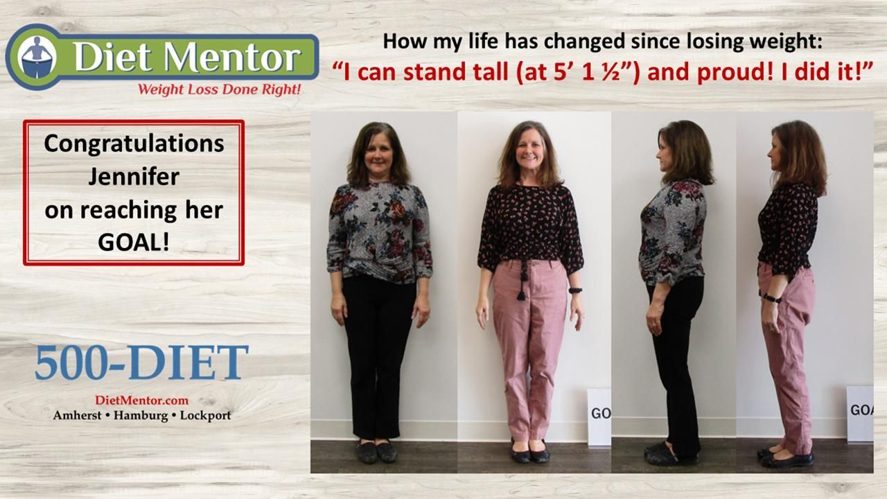 Diet Mentor weight-loss success poster with before-and-after photos and congratulatory text