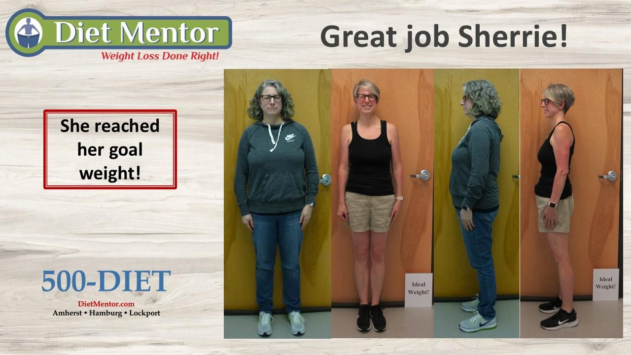 Diet Mentor ad showing a weight-loss success story with four before-and-after photos of one person