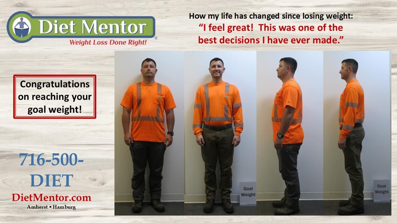 Diet Mentor weight-loss ad with man in orange prison jumpsuit showing before-and-after photos