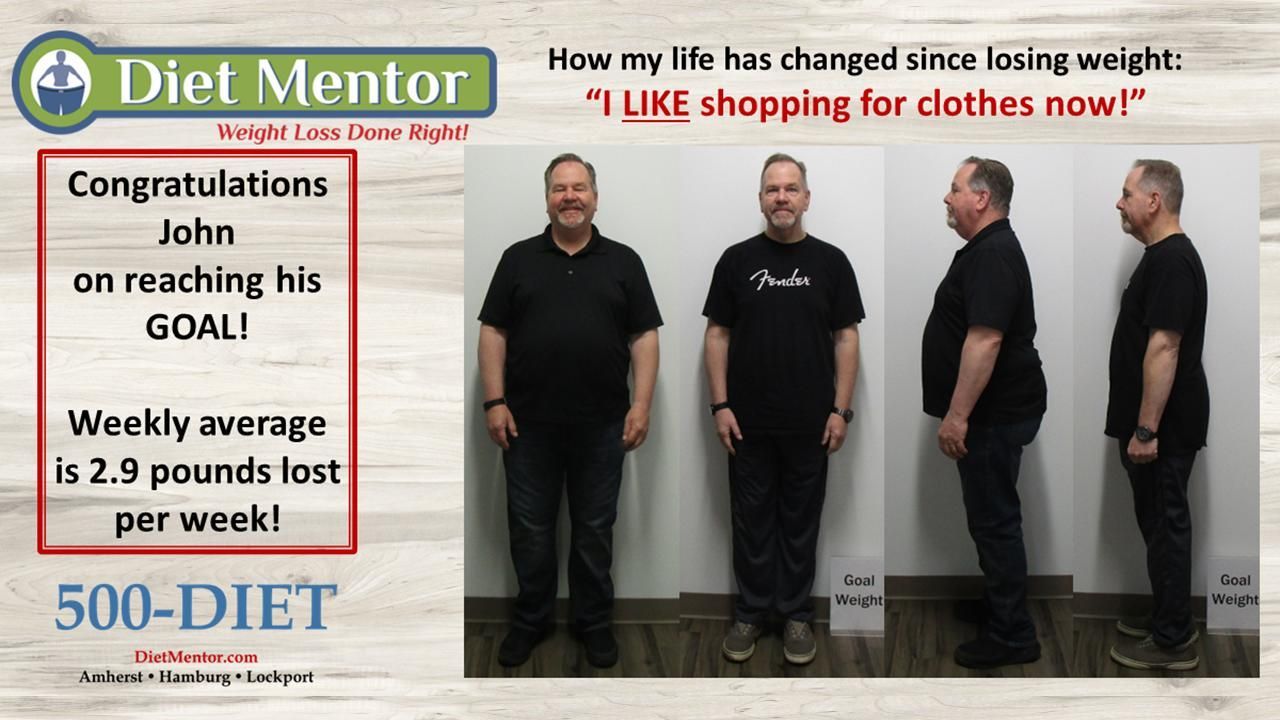 Diet Mentor ad with before-and-after photos and text: “I LIKE shopping for clothes now!”