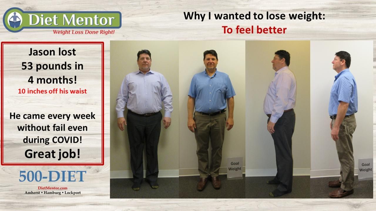 Three views of a man’s weight loss progress with Diet Mentor and text: “Why I wanted to lose weight.”