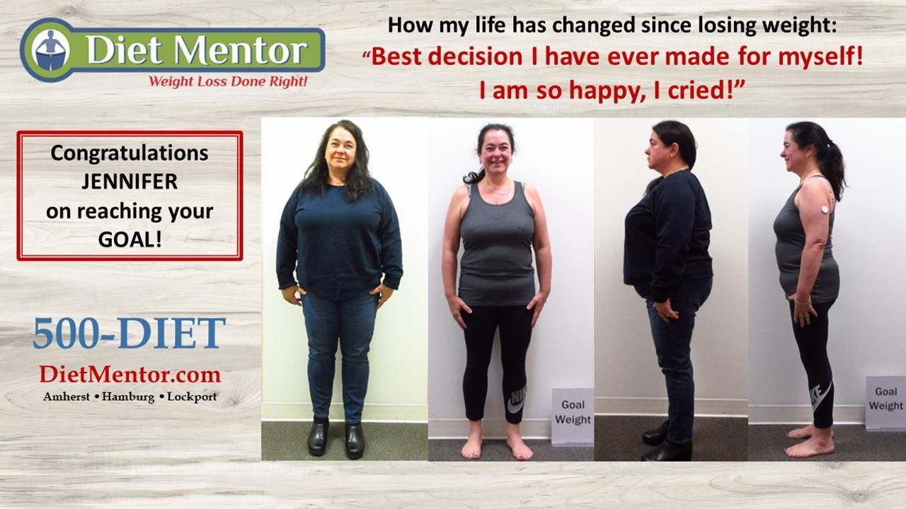 Before-and-after weight loss collage with four full-body photos and text celebrating a 100-pound loss.