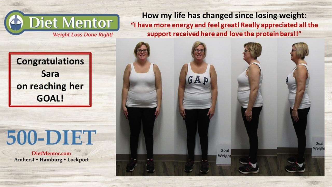 Before-and-after weight loss poster showing one woman’s progress with three side-by-side photos.