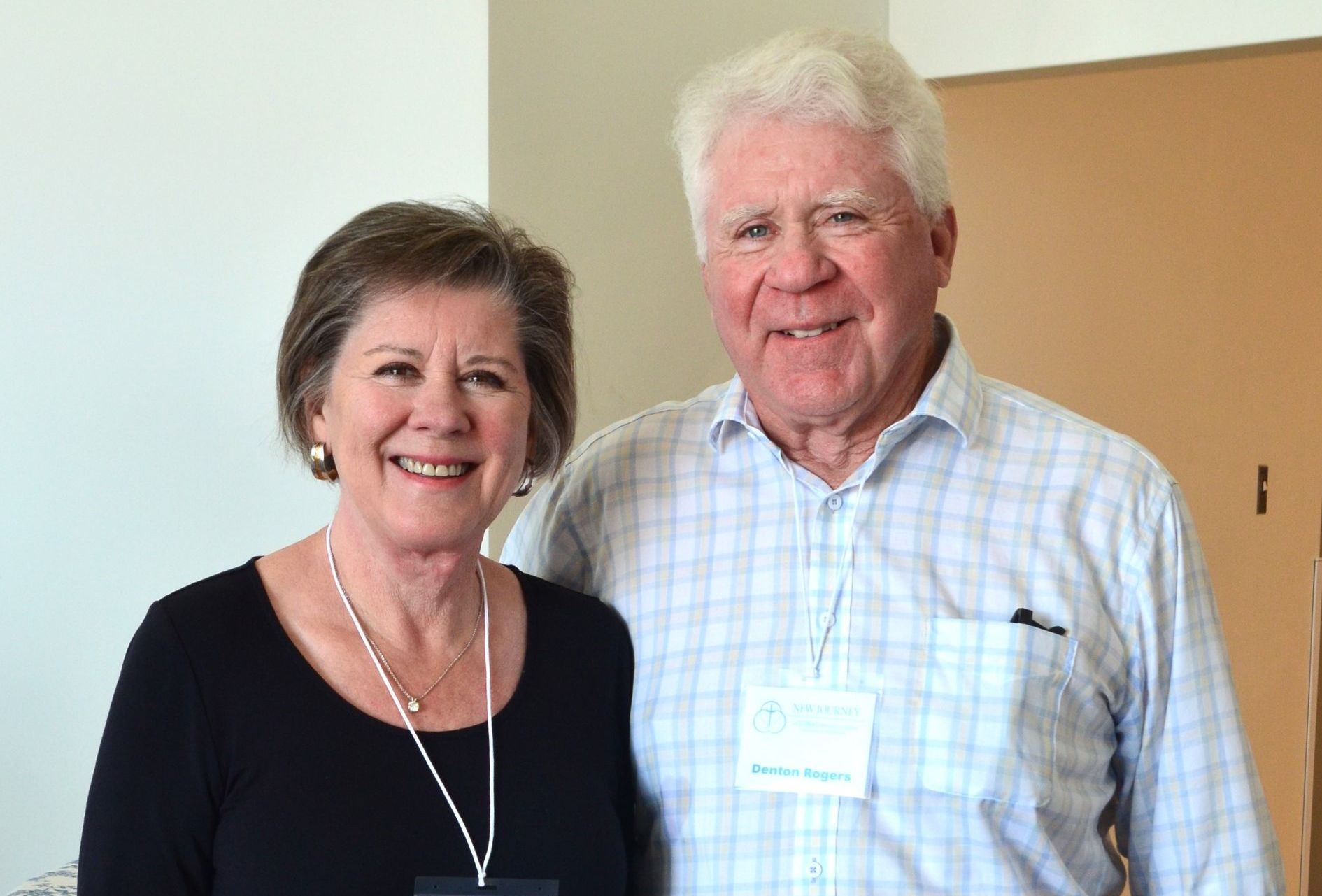 Denton and Betty Barrett Rogers direct the SGMC greeters.