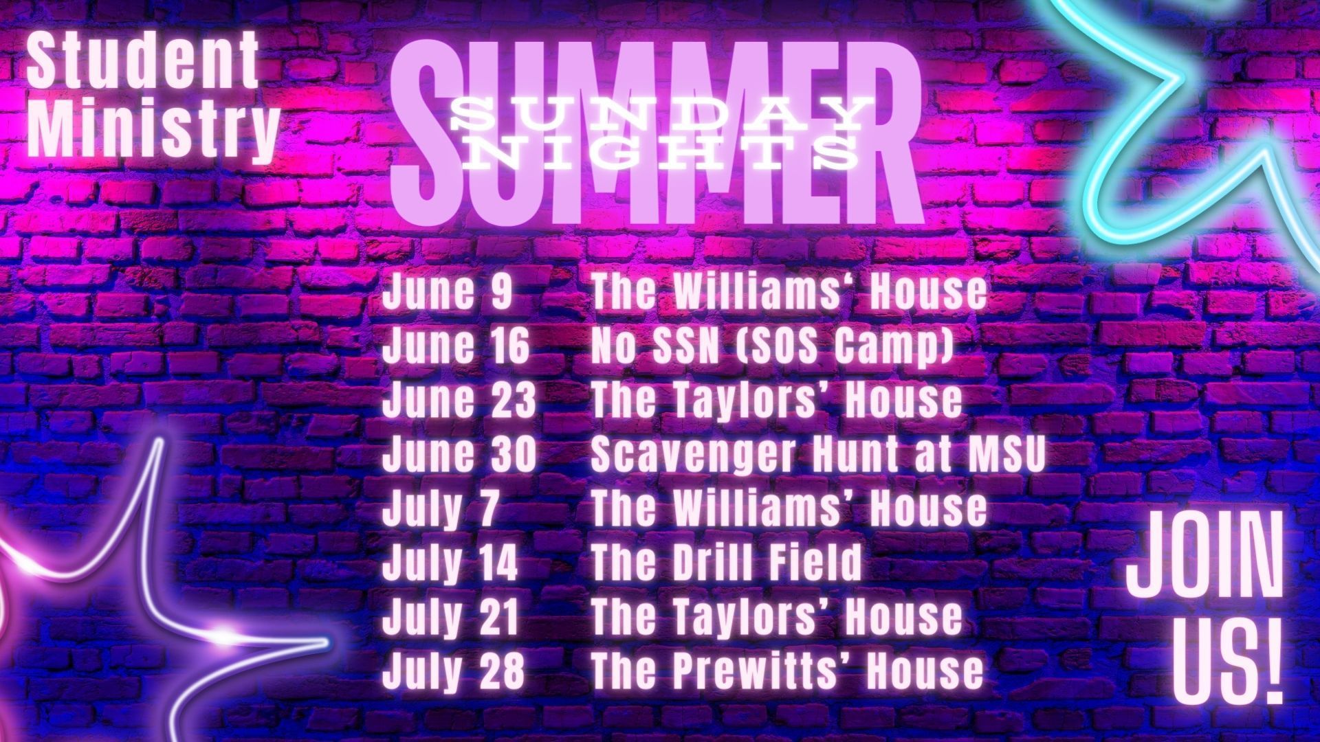 An advertisement for a student ministry summer camp