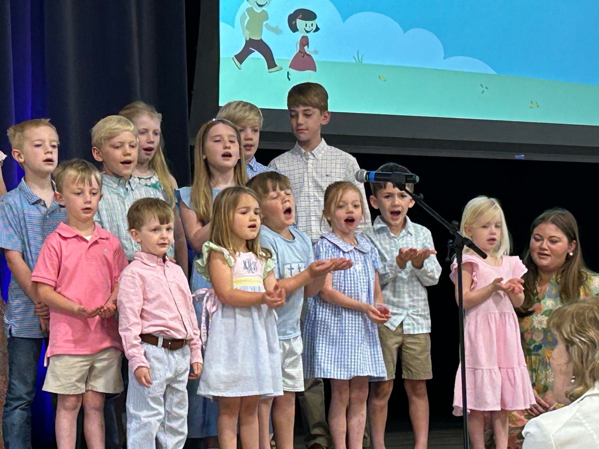 Children's Choir sings during worship service.