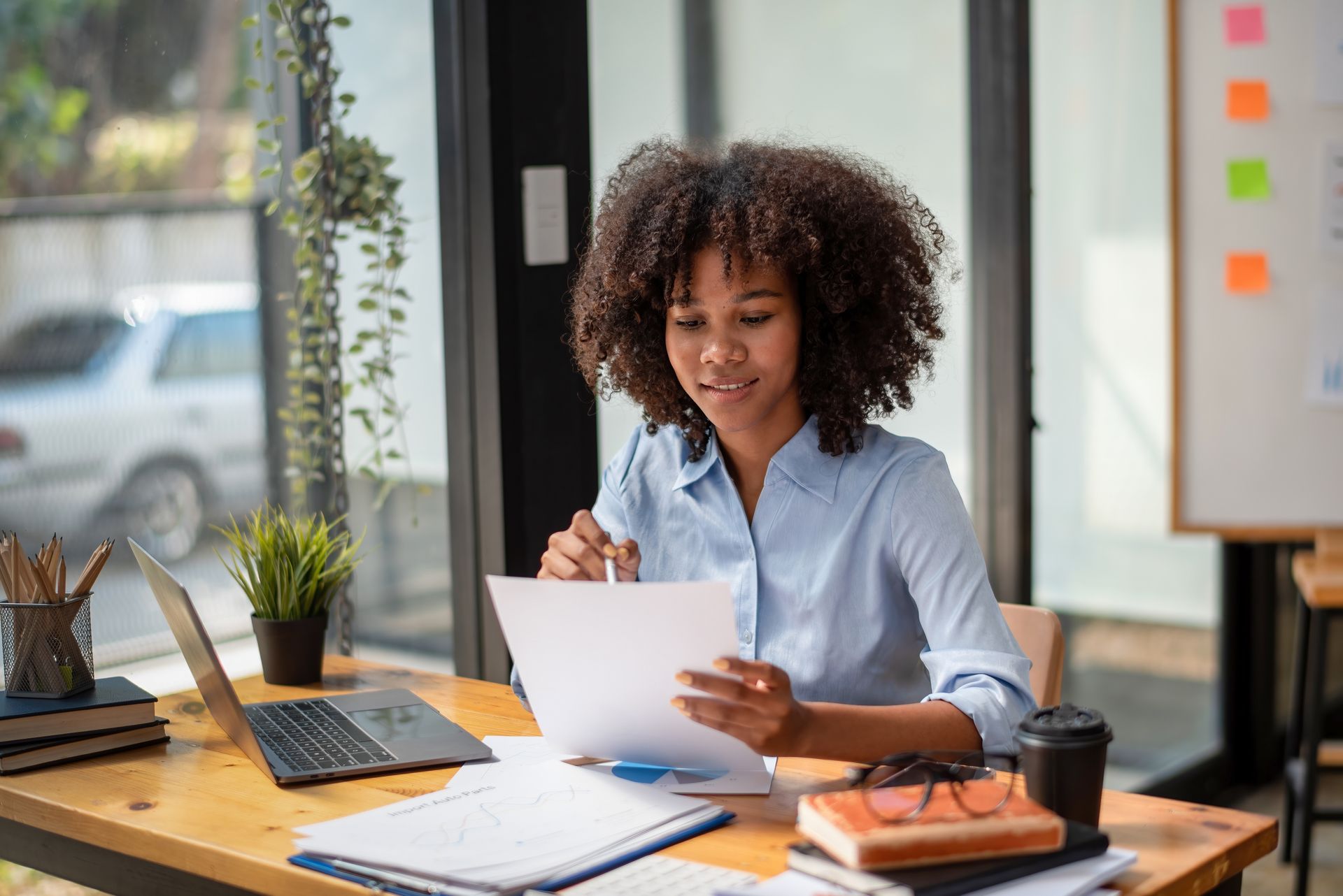 Woman reading the insurance
