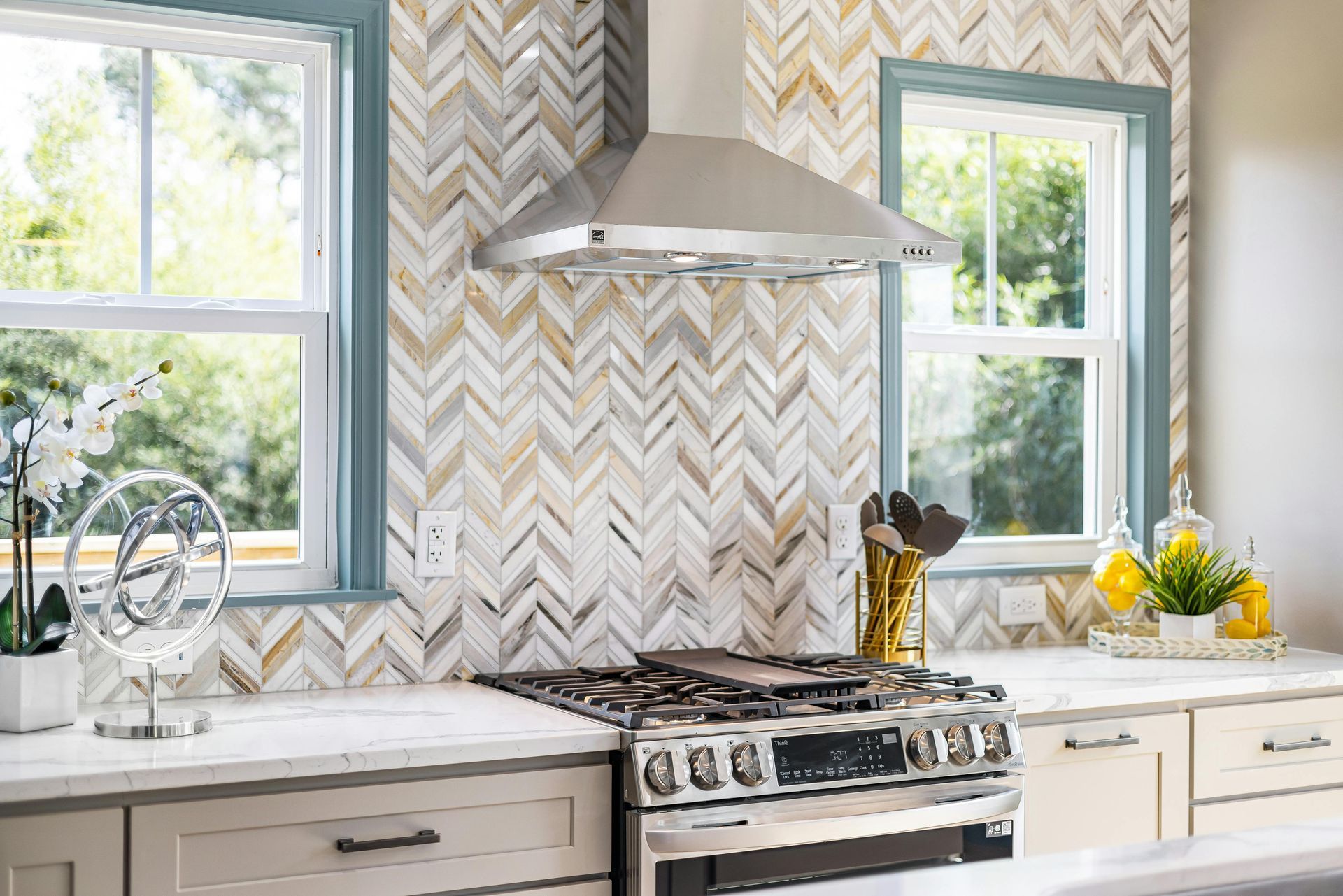Kitchen Remodel in Raleigh North Carolina. Cabinet installation, tile backsplash, appliances, and design.