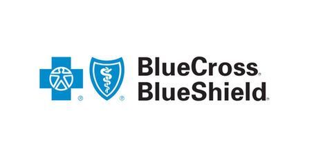 BlueCross BlueShield logo with blue cross and shield icon and black text on white background