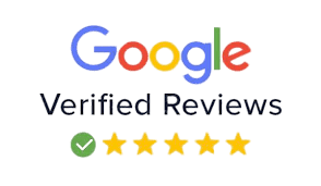 The google verified reviews logo has five stars and a check mark.