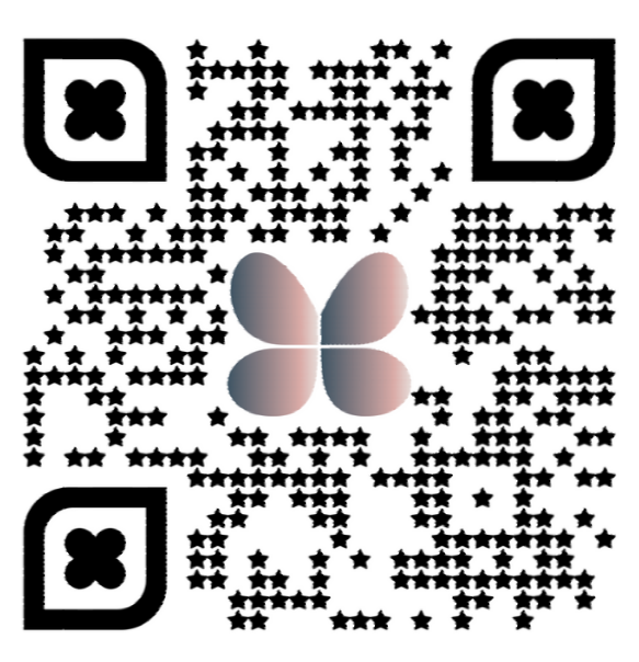 A qr code with a butterfly on it
