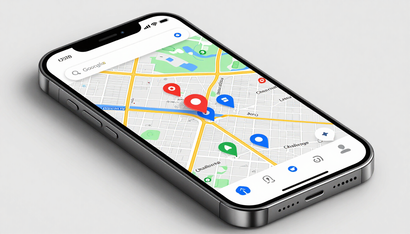 A smartphone displaying a perfectly optimized Google Maps result