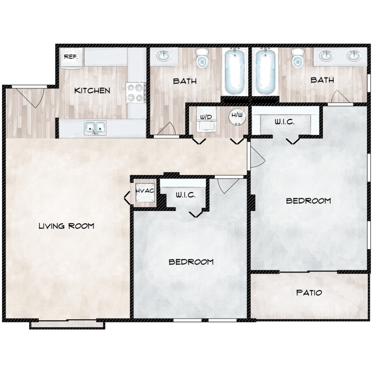 A floor plan of a house with a living room , bedroom , and bathroom.